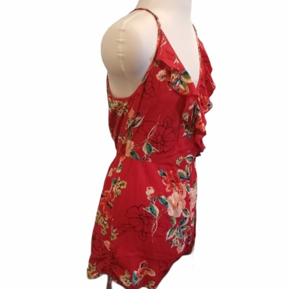 Band of Gypsies Saffron Red Floral Romper - Picture 9 of 12